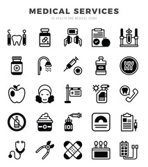 Set of MEDICAL SERVICES icons. Vector Illustration.