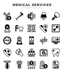MEDICAL SERVICES Icons Pack Lineal Fill Style. Vector illustration.