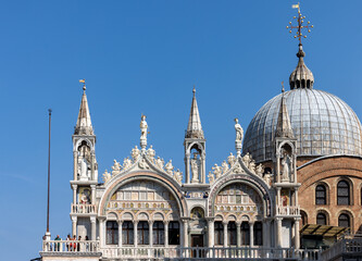 South facade of the Basilica of Saint Mark in Venice, Italy.
