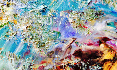 Colorful abstract background wallpaper. Modern motif visual art. Mixtures of oil paint. Trendy hand painting canvas. Wall decor and Wall art prints Idea. 3D Texture. Art object	