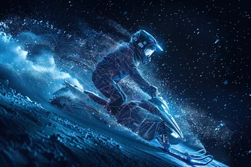 Fotobehang An illustration of an athlete on a snowmobile. Extreme sports. Design of clothes, albums, notebooks. Sports banners © Irina