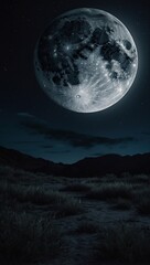 Fototapeta na wymiar Wallpaper mountainous landscape illuminated by moonlight