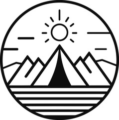 landscape with mountains and sun