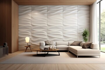 Dive into the visual appeal of a 3D wall mockup in a modern Scandinavian living room, adding a touch of sophistication to the clean and functional design.