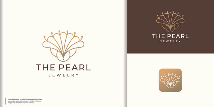 luxury pearl shell logo minimalist line style inspiration.