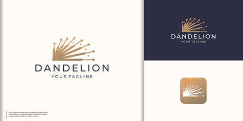 creative of dandelion floral logo design. inspiration dandelion in unique shape design concept. - obrazy, fototapety, plakaty