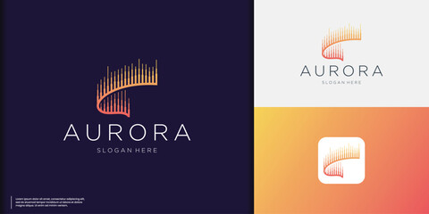 Aurora Logo design. colorful aurora borealis logo suitable for light or LED products, nordic companies, creative studios etc.