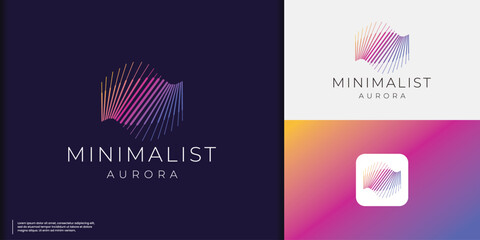 aurora logo inspiration. Aurora Light Design. Northern Light minimalist abstract shape colorful brand