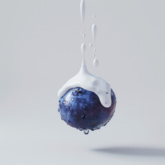 Blueberry falling on white background. Minimal concept. 