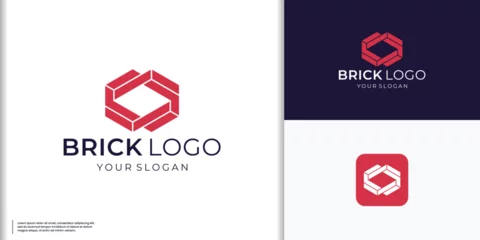 Fotobehang Simple of Red brick logo structure shape design concept. © ulhaq_std