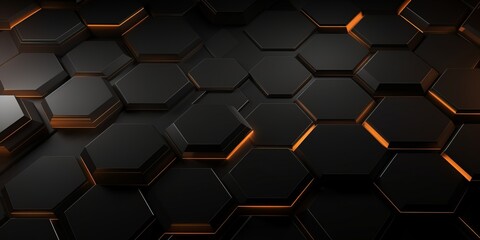 abstract hexagon background in golden and black colors - obrazy, fototapety, plakaty