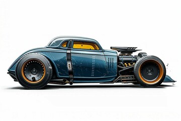 Custom Classic Car with Blue Paint and Hot Rod Styling
