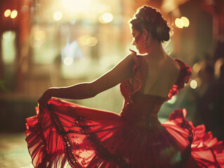 Beautiful young woman dancing flamenco	 - Powered by Adobe
