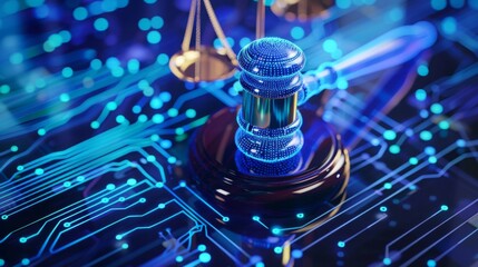 A legal analysis of the regulatory frameworks surrounding digital technology, including intellectual property rights and cybersecurity laws - obrazy, fototapety, plakaty
