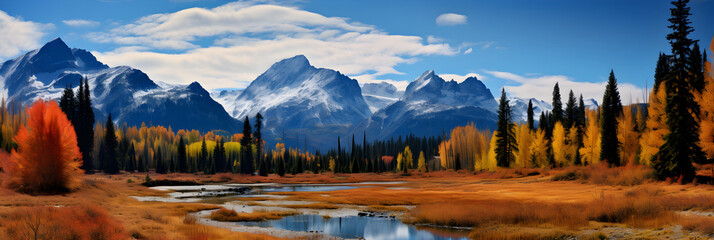 Stunning display of Fall Colors in British Columbia - A Symphony of Red, Orange, and Yellow - obrazy, fototapety, plakaty