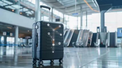 baggage suitcase stands ready for departure, technology-infused travel