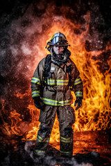 Fototapeta na wymiar Firefighters in fire