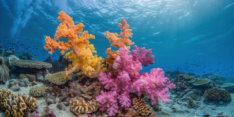 Naklejka na ściany i meble Colorful Coral Reef Teeming with Marine Life