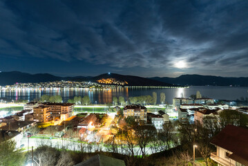 night view of lake Kastoria Greece