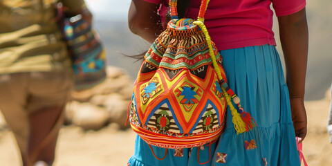 Wayuu Woman with Traditional Mochila Bag