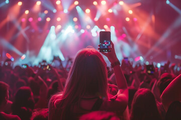 Audience Member Capturing Live Concert on Smartphone