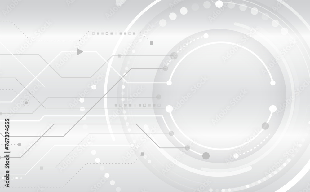 Wall mural science concept, circles with shadows and circuit board. abstract hi tech communication for presenta