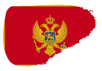 Montenegro flag with palette knife paint brush strokes grunge texture design. Grunge brush stroke effect