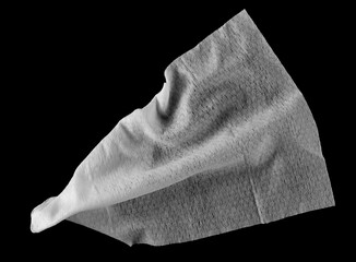 Crumpled tissues, white disposable wet wipes isolated on black, clipping	 - 767396129