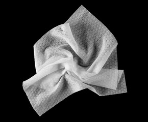 Crumpled tissues, white disposable wet wipes isolated on black, clipping	 - 767396193