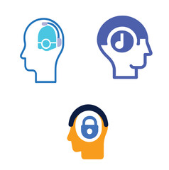 Set of icon head-of-a-human-expending-time-listening-music.eps
