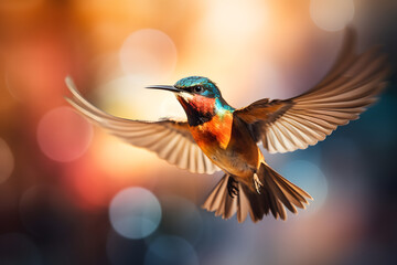 Fototapeta premium Flying Bird with motion blurred background, flying bird, bird in the air, flying bird