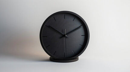 A modern designer table clock on a white background emphasizing minimalism.