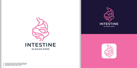 Intestine human Logo, Intestine Organ medical design vector illustration. - obrazy, fototapety, plakaty