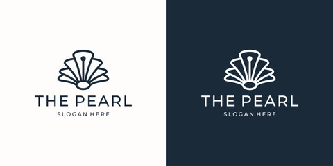 minimalist the pearl contour line logo design template.