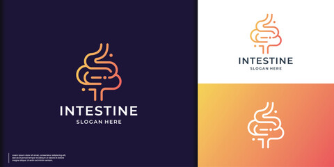 creative minimalist Intestine care human Logo digestion Organ medical - obrazy, fototapety, plakaty