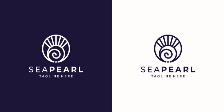 minimalist Nautilus Pompilius nautilus shell spiral shape logo inspiration.