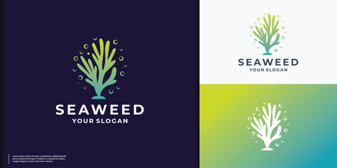 Seaweed logo with colorful gradient modern vector illustration design.