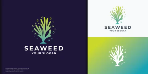 Fotobehang Seaweed logo with colorful gradient modern vector illustration design. © ulhaq_std