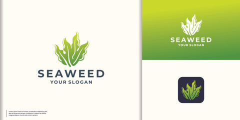 Reef Crag Coral logo vector design. inspiration seaweed logo and gradient color branding. © ulhaq_std