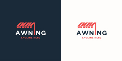 creative of awning logo with lettermark on letter i logo design template.