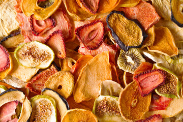 Background of various dried fruits ,flat lay,top view