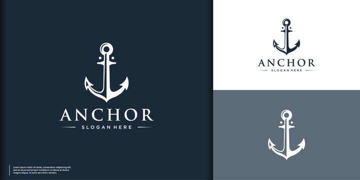 Illustration of anchor logo design template vector.