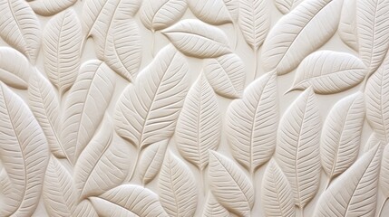 White geometric floral leaves 3d tiles wall texture background for interior design projects