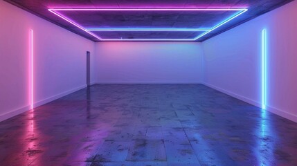 Neon Led Roof Light in empty room