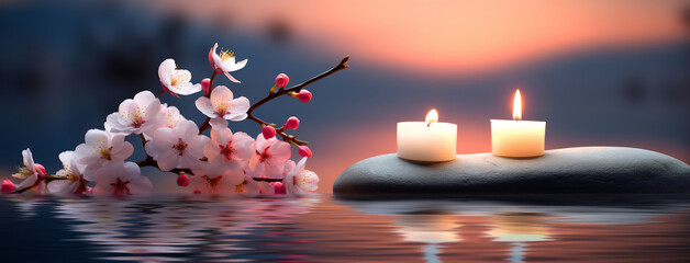 Floating candles on water