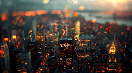 City ​​lights at night bokeh soft light abstract background, illustration bokeh particles, Background decoration. Generative Ai