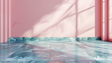 Pink Background and Flooring with Blue Marble 