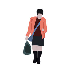 Vector flat city infographics. Flat graphic image of a girl in winter clothes