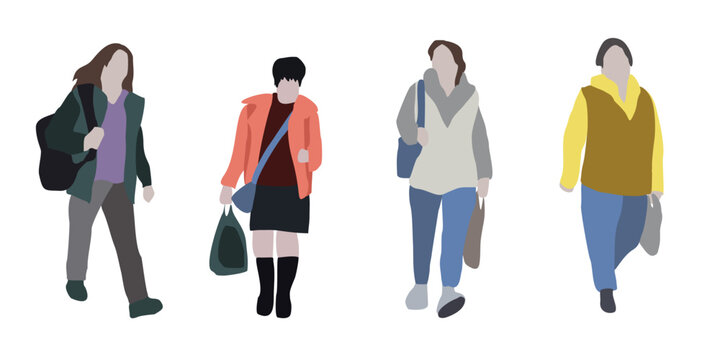 Vector flat city infographics. Flat graphic image of a girl in winter clothes