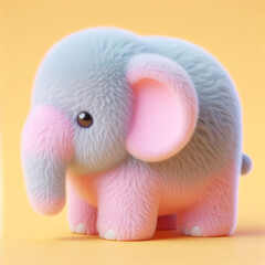 Cute furry elephant toy in pastel colors. Toys for kids. AI generated